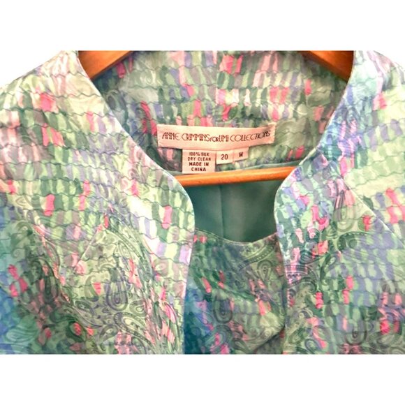 Vintage Anne Crimmins Umi Collections Paisley Geometric Silk 2 Piece 20W NWT - Picture 3 of 5